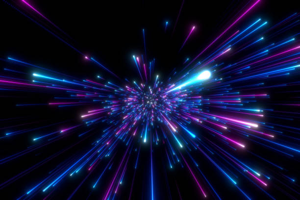 istock Speed of light in space on dark background. 1497424516