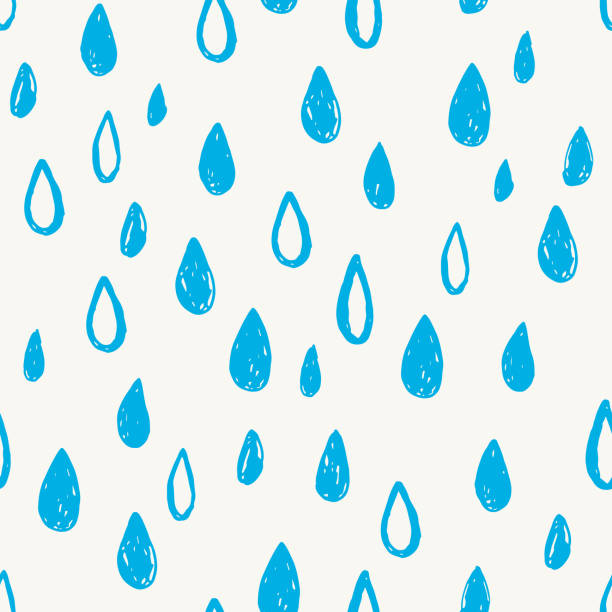 Seamless hand drawn rainy pattern vector art illustration