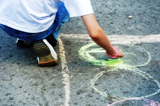 istock The child draws on the pavement. 1497427086