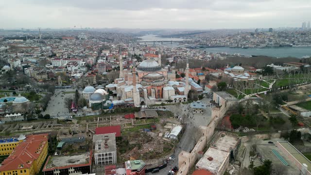 Istanbul Hagia Sophia mosque, the European side of city, circle left shot