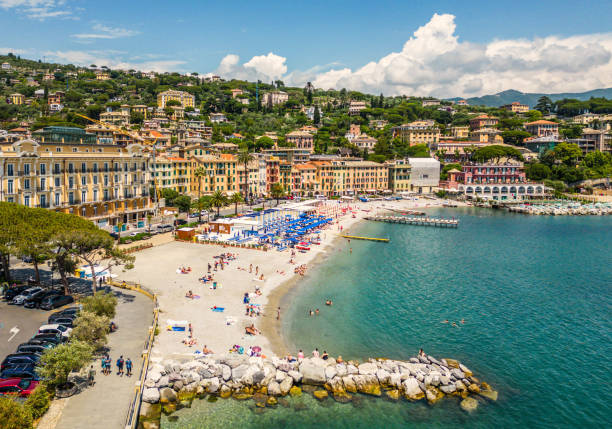 la playa de santa margherita, cinque terre, italia. - steiner fotografías e imágenes de stock