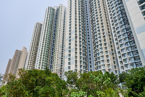 High rise residential buildings in Tung Chung. Islands District. Lantau Island. Hong Kong.