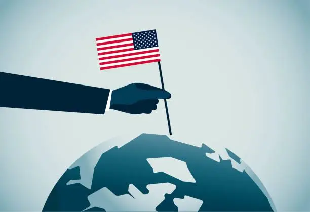 Vector illustration of America dominates the world