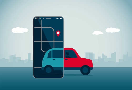 Call a taxi using your mobile phone, This is a set of business illustrations