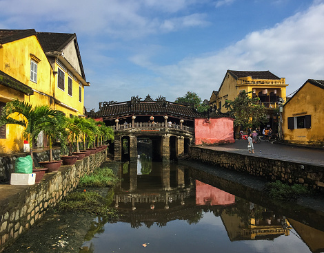 Hoi An, Vietnam - Jan 20, 2019. View of Old Town in Hoi An, Vietnam. Hoian is a beautiful town located towards the middle of Vietnam on the coast.