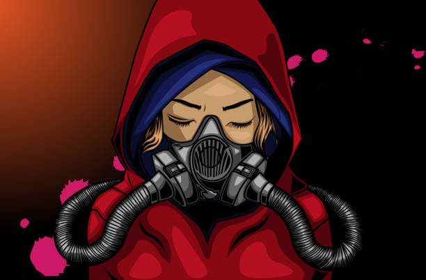 istock a girl with respirator masker gas design artwork 1497451795