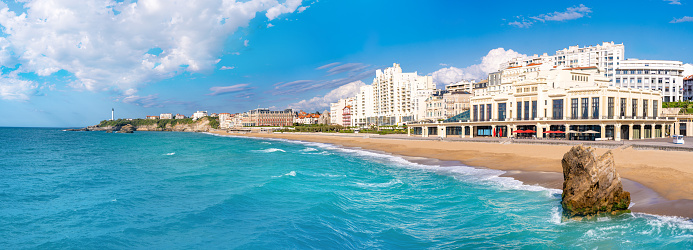 Biarritz beach in New Aquitaine, Atlantic Pyrenees in French Basque Country of France