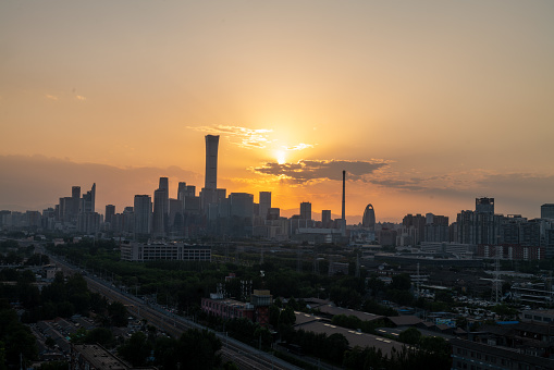 Beijing CBD urban scenery delay film at dusk