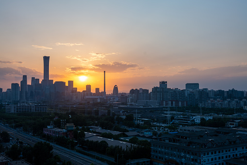 Beijing CBD urban scenery delay film at dusk