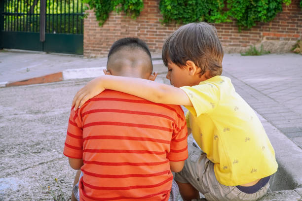 Children cooperation, friendship and help against bullying