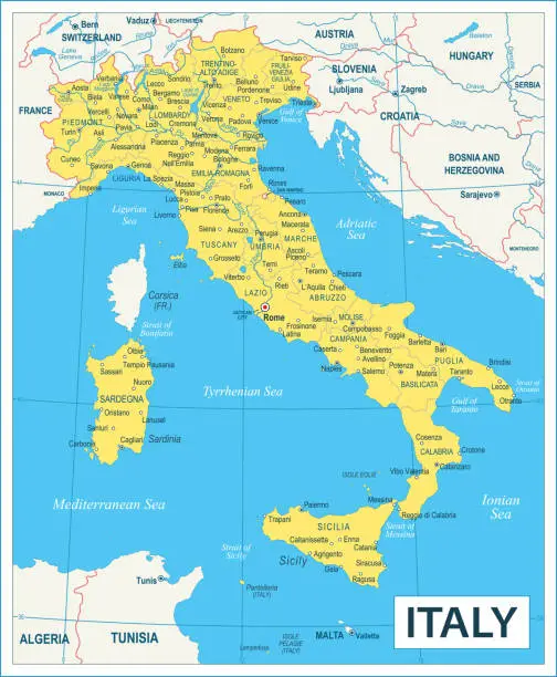 Vector illustration of Italy Map - highly detailed vector illustration