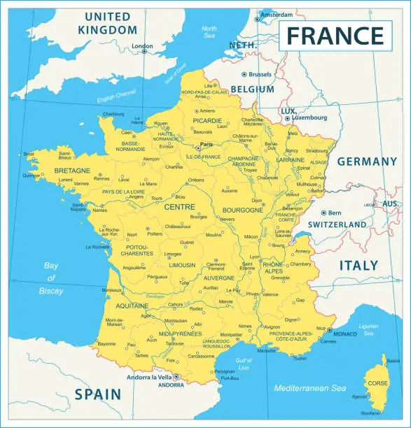 Vector illustration of France Map - highly detailed vector illustration