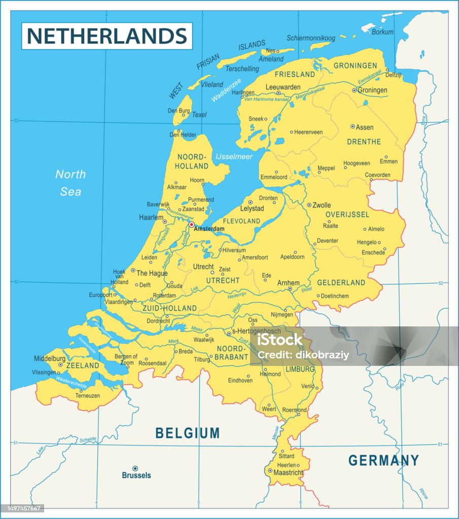 Netheron Map Netherlands Map Highly Detailed Vector Illustration Stock Illustration ...