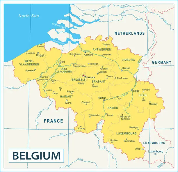 Vector illustration of Belgium Map - highly detailed vector illustration