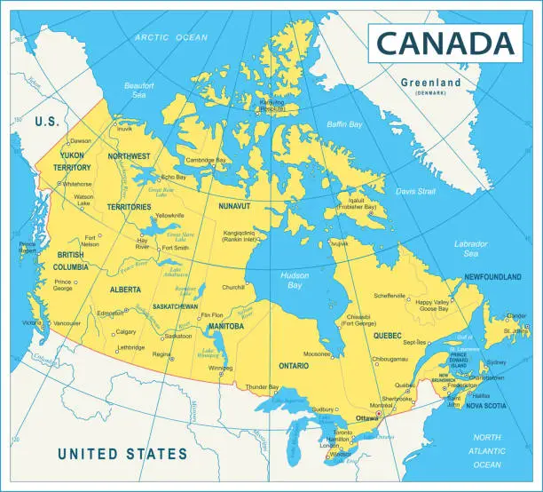 Vector illustration of Canada Map - highly detailed vector illustration