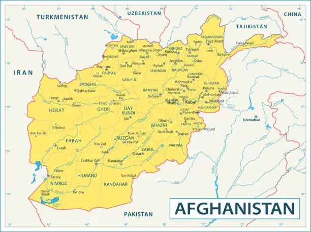 Vector illustration of Afghanistan map - highly detailed vector illustration