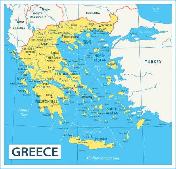 Vector illustration of Greece map - highly detailed vector illustration