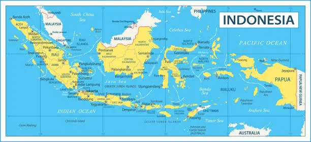 Vector illustration of Indonesia map - highly detailed vector illustration