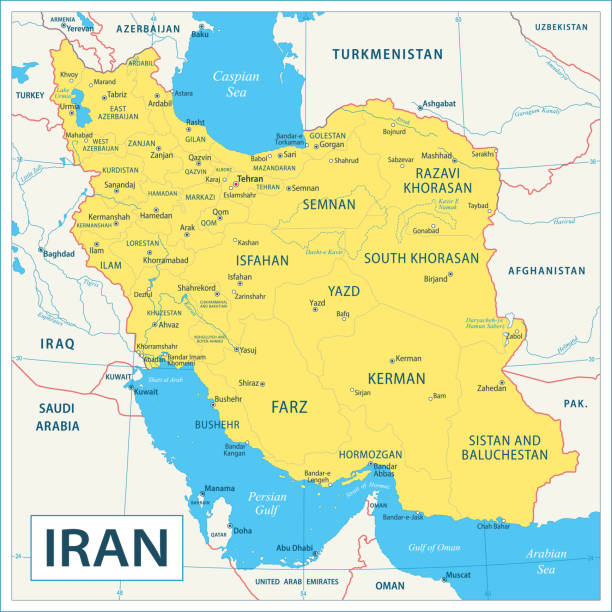 Iran map - highly detailed vector illustration Map of Iran - Highly Detailed Vector illustration isfahan stock illustrations