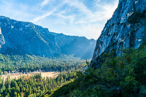 Beautiful valley view from the Upper Yosemite Trail in Yosemite National Park