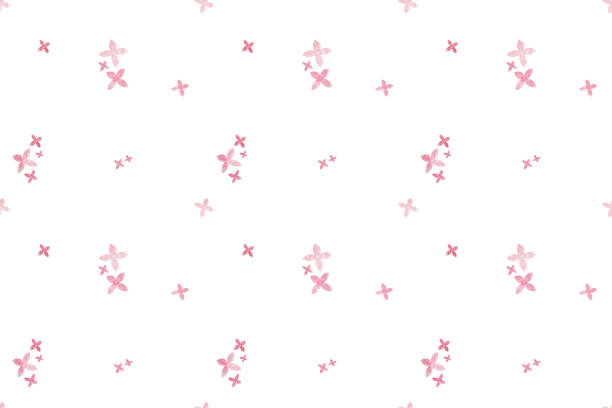 istock Simple pattern with pink pressed flowers for print and fabric. Digital watercolor illustration 1497461331