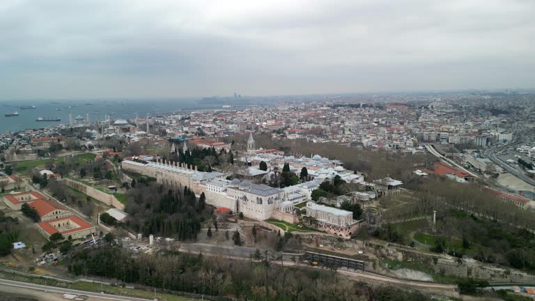 Topkapi Palace and the European part of Istanbul, zoom-out shot