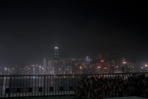 Night view of the city of Hong Kong.