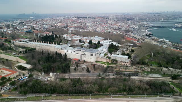 Topkapi Palace and the European part of Istanbul, reveal shot