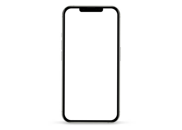 istock 3D realistic high quality smartphone mockup with isolated background. Smart phone mockup collection. Device front view. 3D mobile phone with shadow on white background. 1497464943