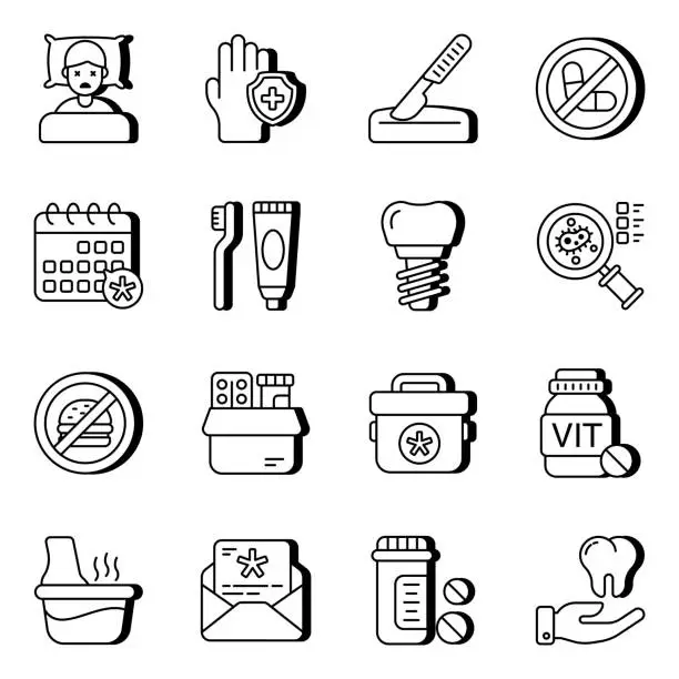 Vector illustration of Set of Medical and Biology Line Icons