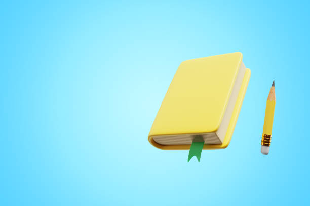 istock Book and pencil in flight isolated on blue background. 3d rendering 1497466595