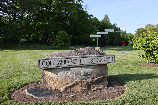 Copeland Sculpture Garden in spring at Delaware Art Museum, Wilmington, Delaware, USA