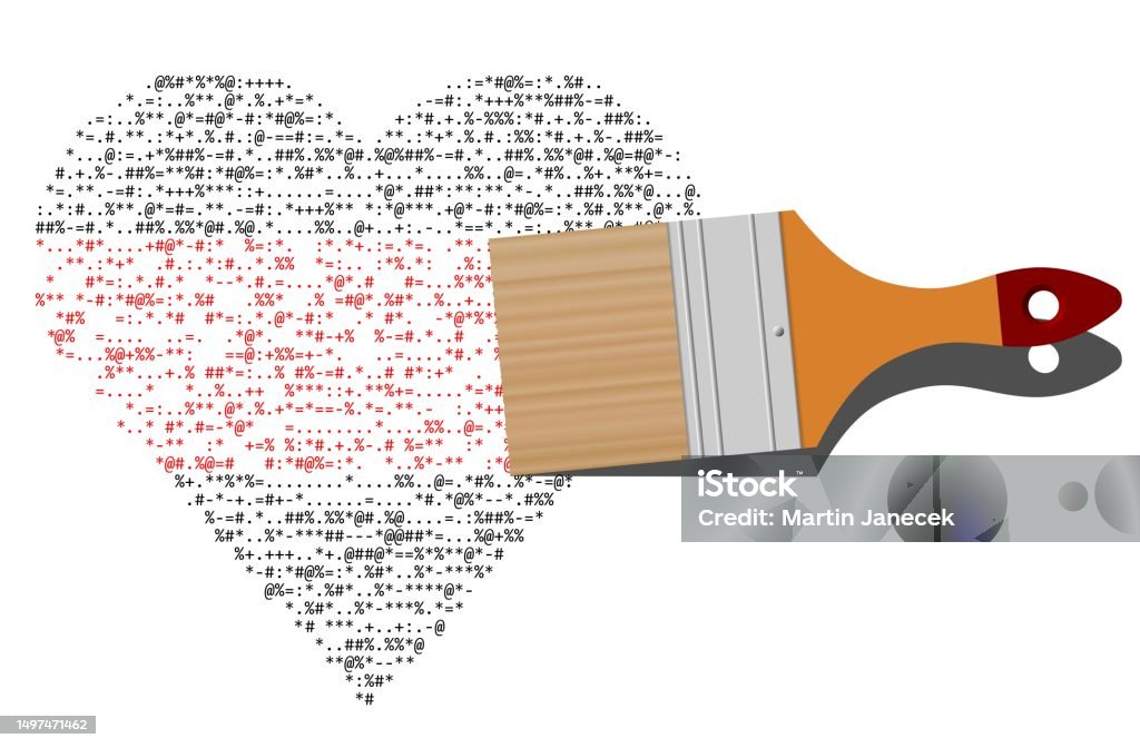 Heart Bit Code Source Code Shape Heart Stock Illustration - Download Image Now ...