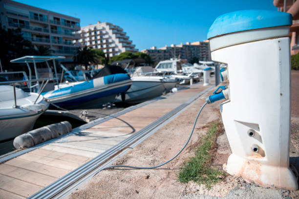 Anchored boat at the marina.