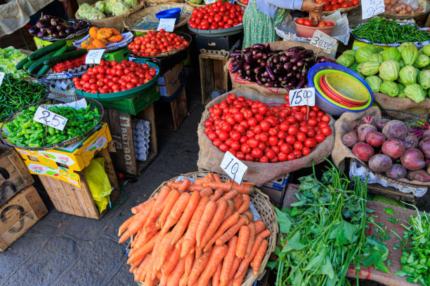 Port Louis Farmer's Market, Mauritius stock photo