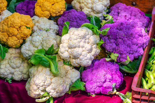 colorful cauliflower at the farmer's market