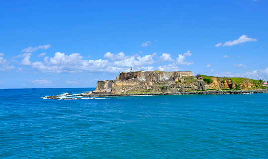 San Juan, Puerto Rico — March 26, 2019: Castillo San Felipe del Morro, also known simply as El Morro is a citadel built between the 16th and 18th century in San Juan, Puerto Rico. The fortification was designed to guard the entrance to San Juan bay. In 1983, the citadel was declared a UNESCO World Heritage Site.