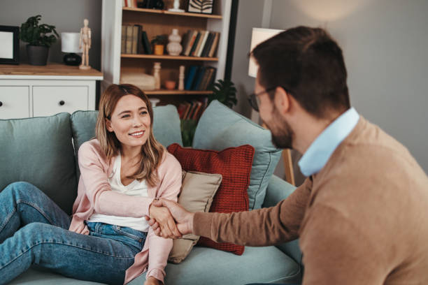istock Young woman at psychotherapy session 1497489562