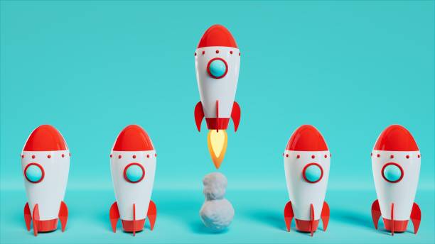istock Group of rockets get ready to fly, leadership and teamwork theme, 3d illustration 1497495990