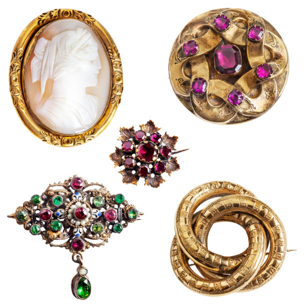 les bijoux anciens - antique brooch jewelry cameo photos et images de collection
