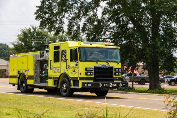 City of Ridgeland Fire Truck responding to a call. stock photo