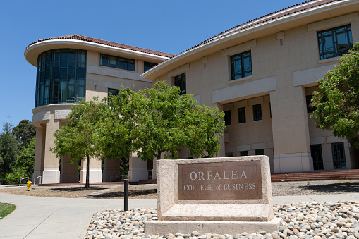 San Luis Obispo, CA - May 19 2023: Orfalea College of Business  on the campus of California Polytechnic State University