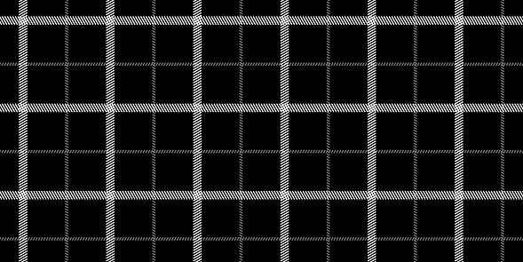 Windowpane plaid black and white seamless pattern with double narrow lines. Classic wool suit fabric. Elegant masculine design. Simple monochrome background. Twill variegated woolen material