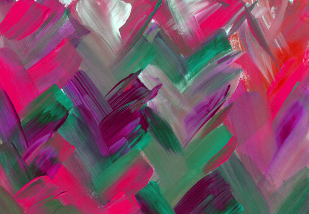 istock Pink green acrylic oil painting texture 1497520106