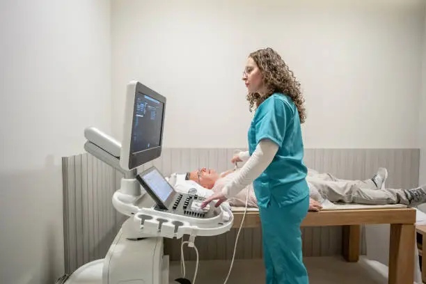 Photo of Mature man taking an echocardiogram