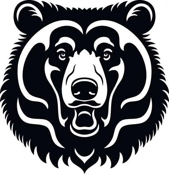 Vector illustration of Roaring bear tattoo