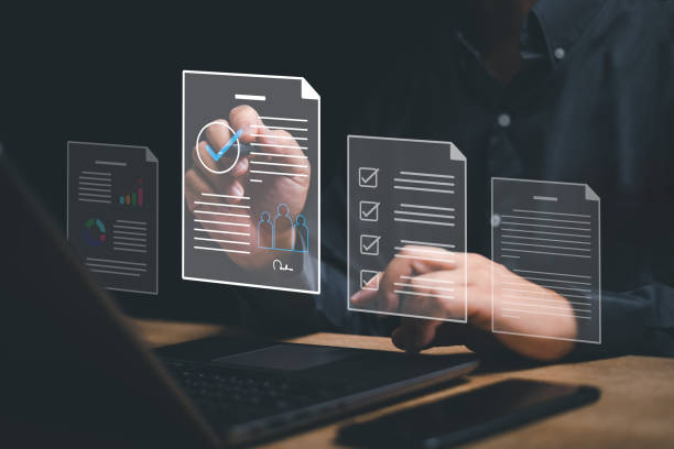 istock Digital online business contract and Electronic signature with e-document concept, Businessman use pen check mark on e-document digital document management, paperless office and smart technology 1497534488