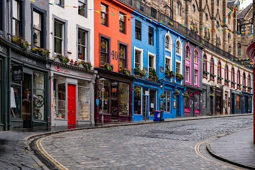 Victoria Street in Edinburgh, Scotland, United Kingdom