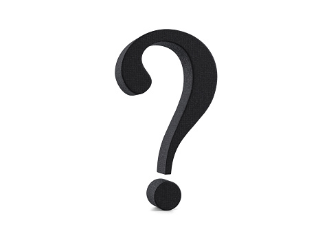 Plastic question symbol on a white background. 3d illustration.