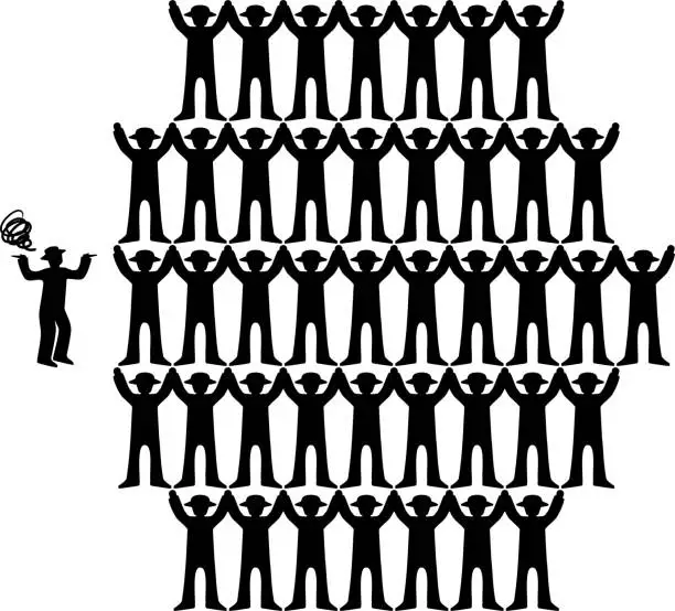Vector illustration of Silhouette people divided into many and few / illustration material (vector illustration)